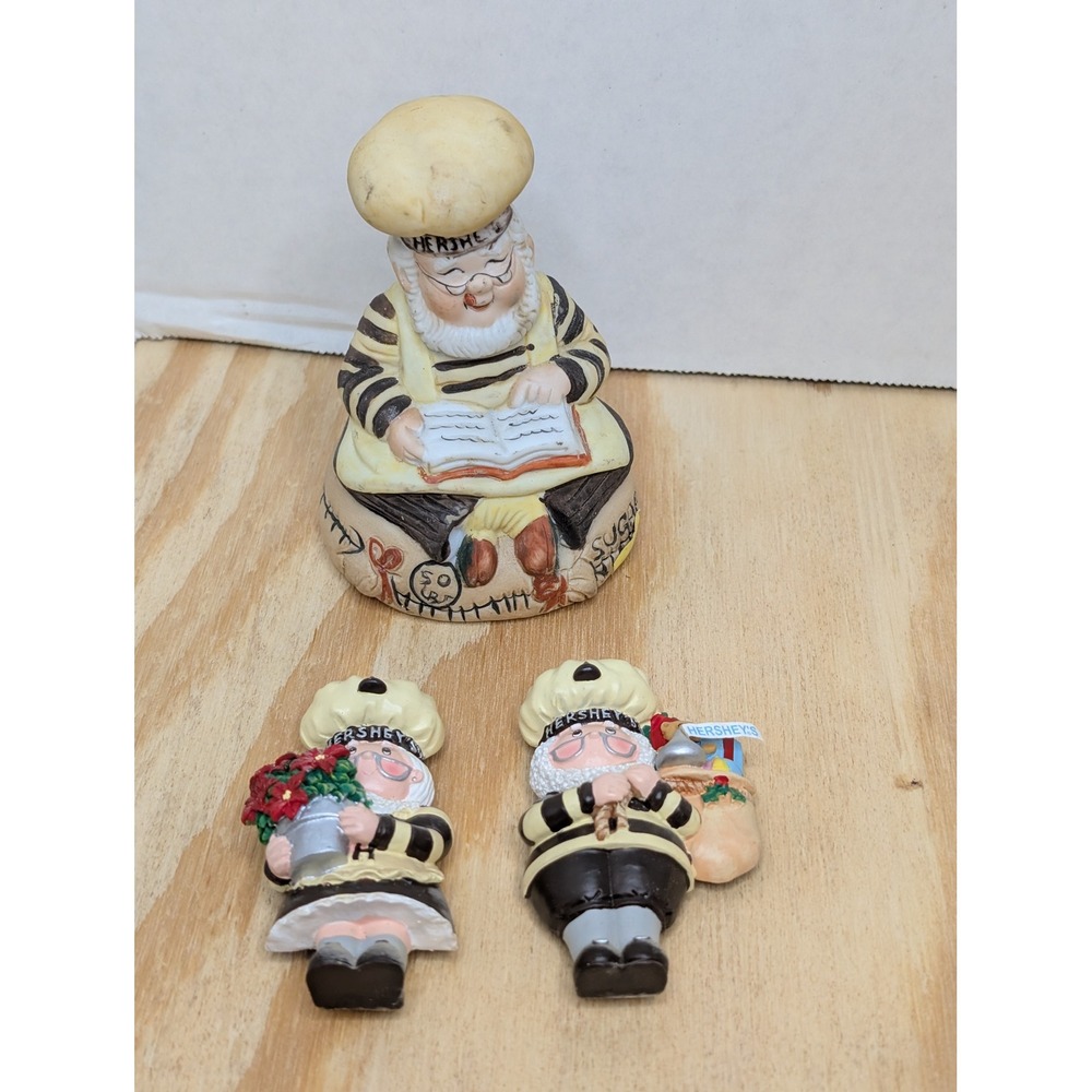 Vintage Hersheys Baker Bell and Magnets Set J.H. Schuler Christmas Kitchen Decor